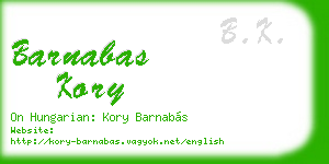 barnabas kory business card